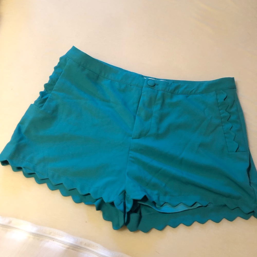 Teal Blue Scalloped Shorts